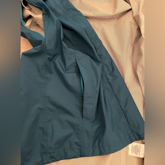 REI Rainier Rain Jacket Women's Large Teal Blue Nylon Peak 2.5L Hooded Full Zip - Picture 7 of 12